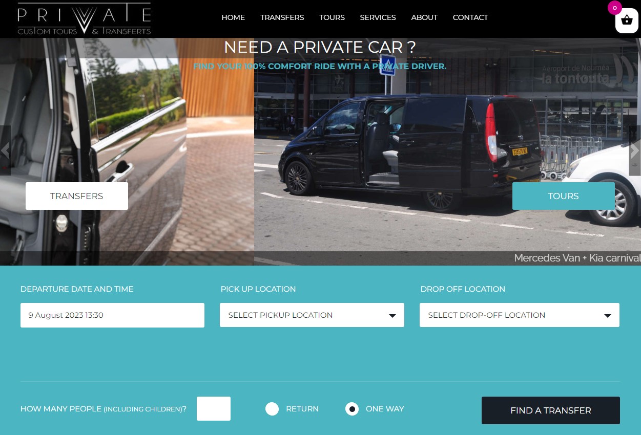 Booking page Private custom tours & transfers